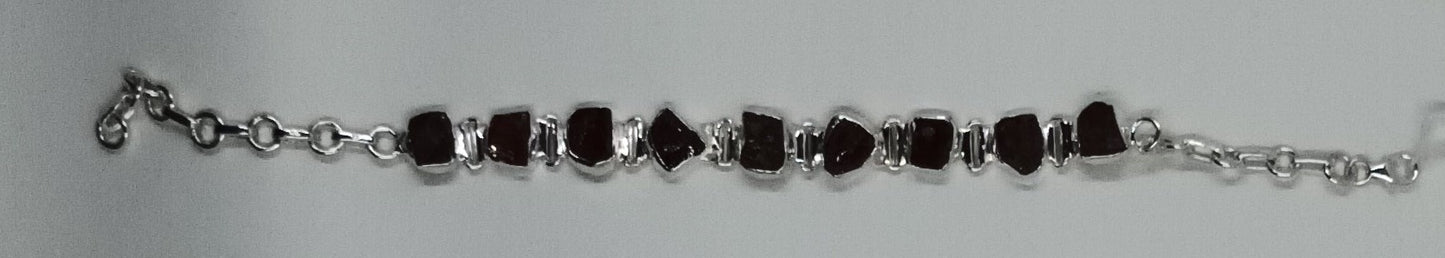 Natural Red Garnet - Rough - Tennis Bracelet - Only one available!