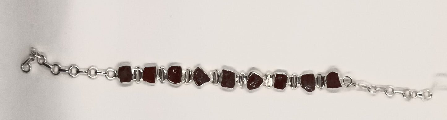 Natural Red Garnet - Rough - Tennis Bracelet - Only one available!