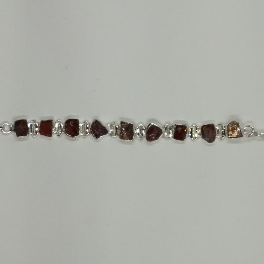 Natural Red Garnet - Rough - Tennis Bracelet - Only one available!