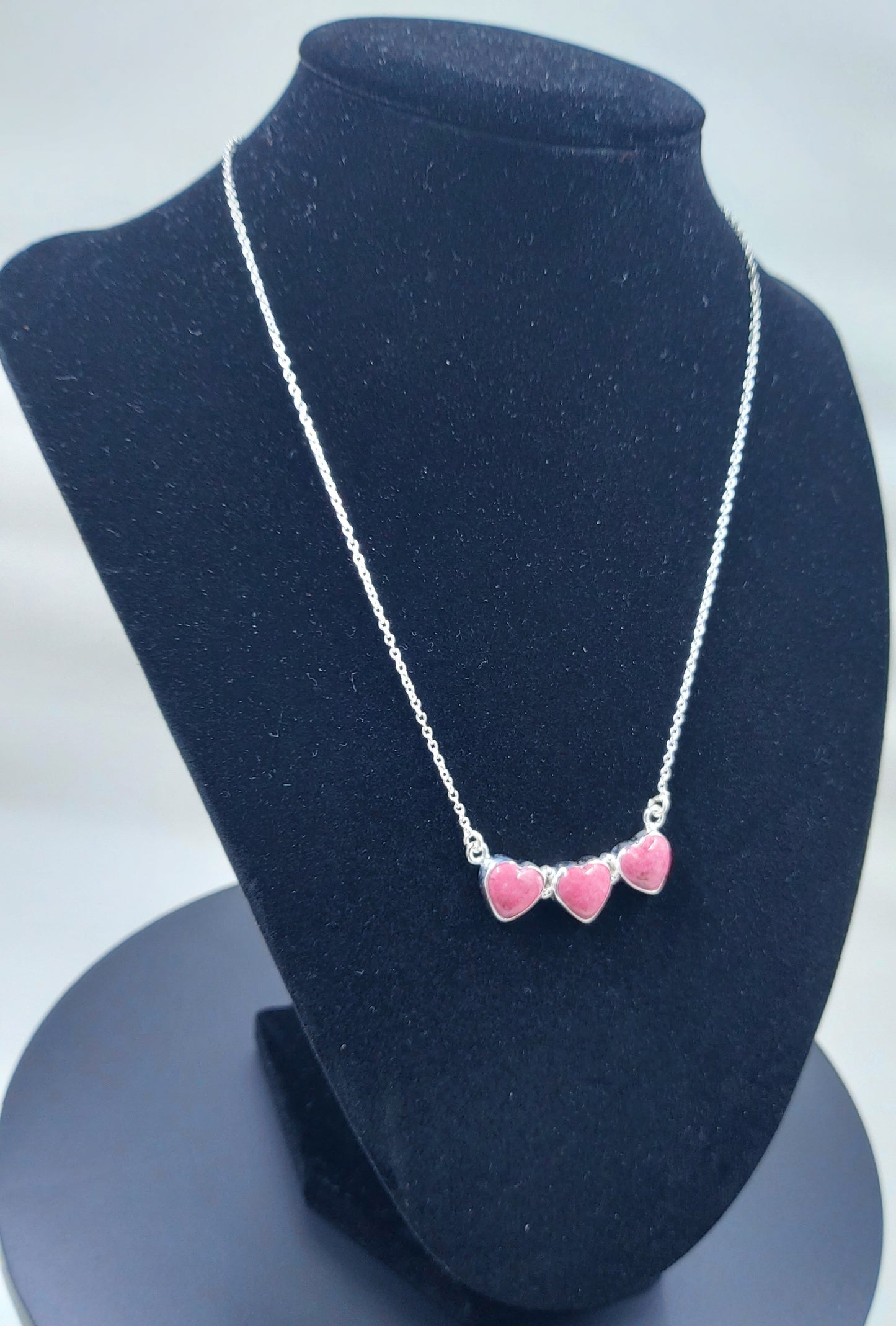 Neckalce - Pink Thulite Heart Pendant with Chain