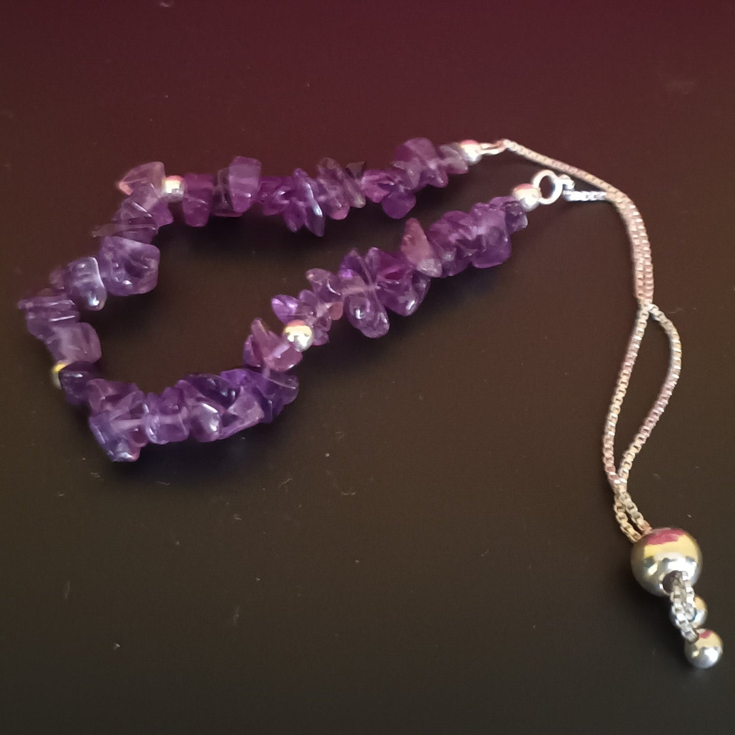 Natural Purple Amethyst - Adjustable Bracelet