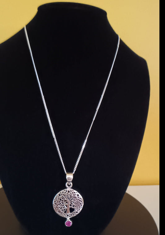 Natural Red Ruby - Tree of Life - Pendant - Chain NOT Included