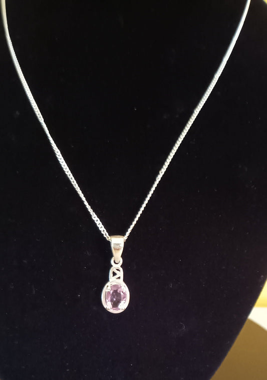 Natural Purple Amethyst - Oval - Pendant - CHAIN NOT INCLUDED