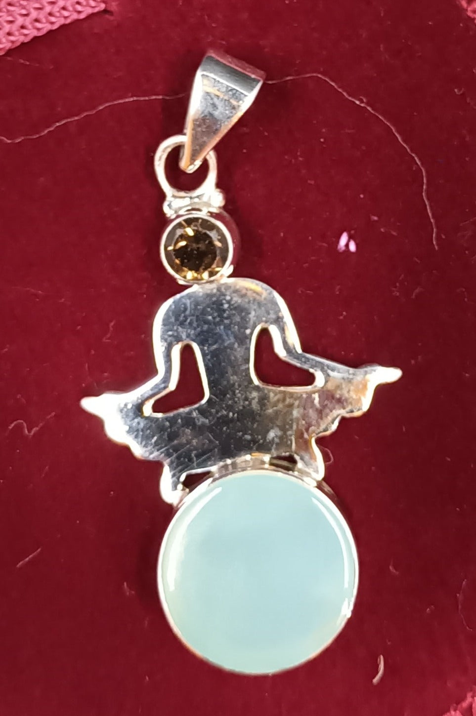 Natural Blue Chalcedony - Smokey Topaz Yogi Pendant