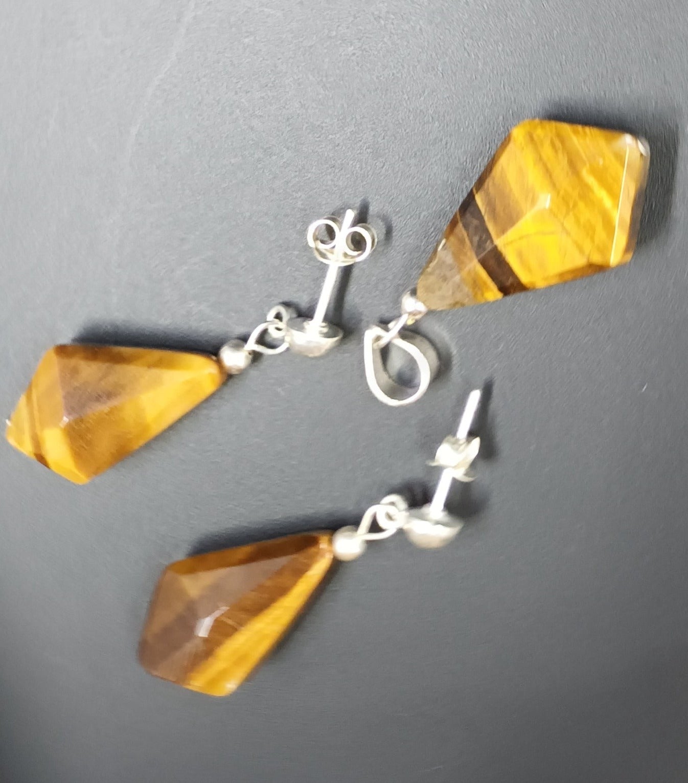 Set - Natural Tiger's Eye - Pendant Earrings