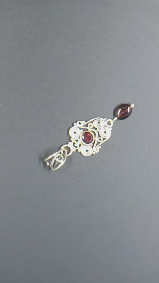 Natural Red Garnet Drop Pendant