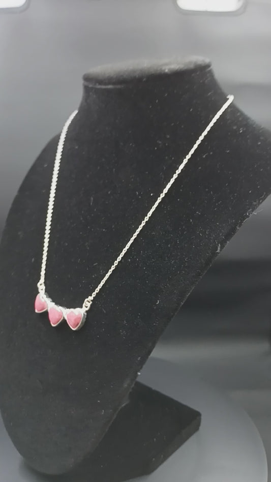 Neckalce - Pink Thulite Heart Pendant with Chain