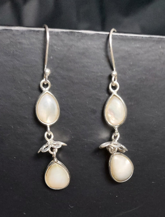 Natural White Ceylon Moonstone Dangles