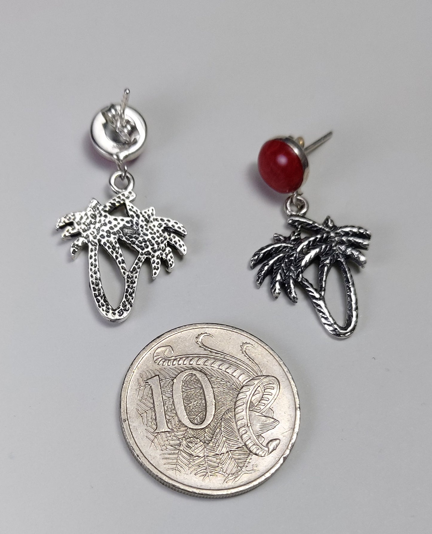 LAB - Red Coral - Palm Tree Design - Dangle