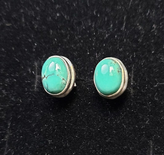 Natural Green Turquoise Stud Earrings