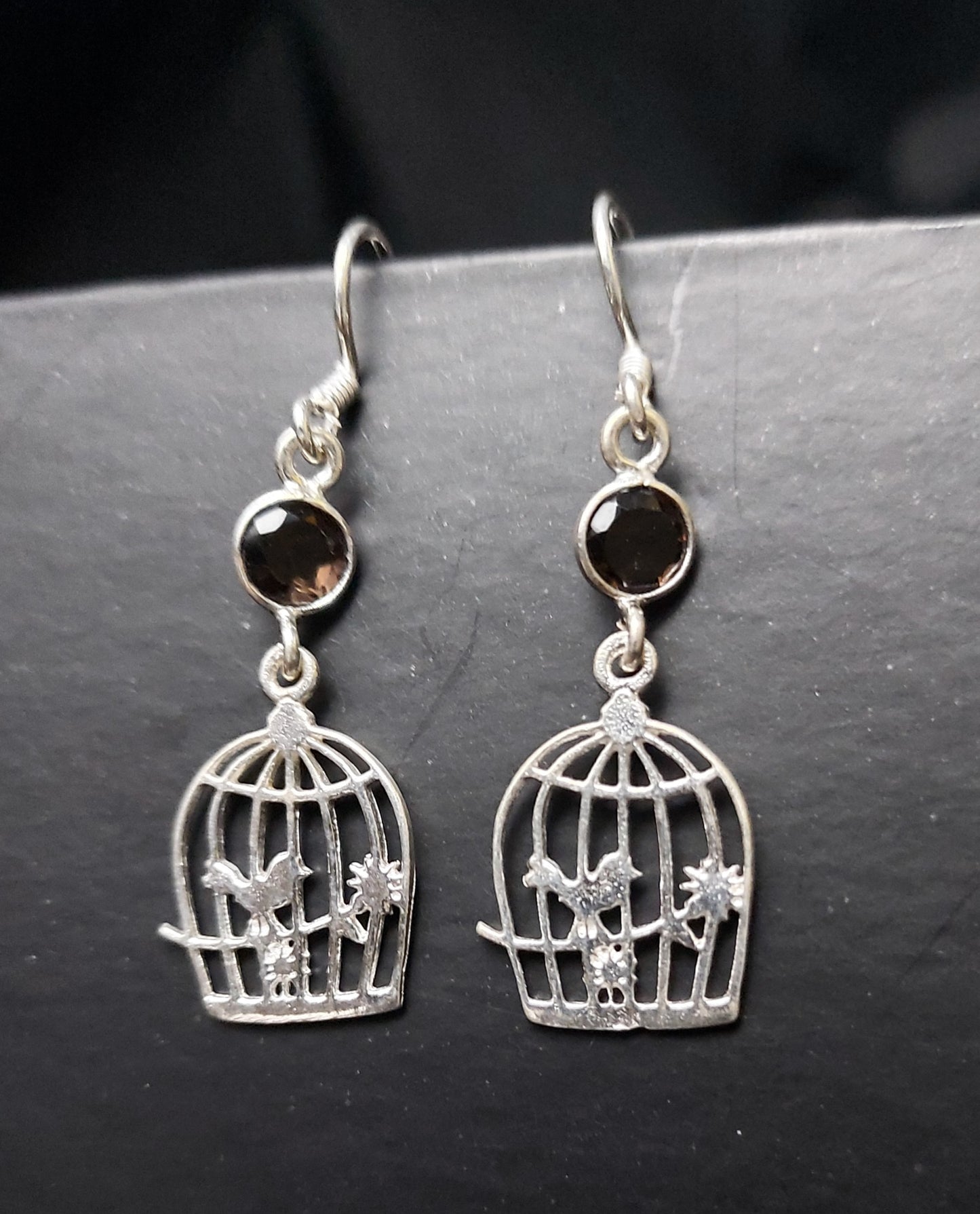 Natural Brown Smokey Topaz - Cage - Dangle