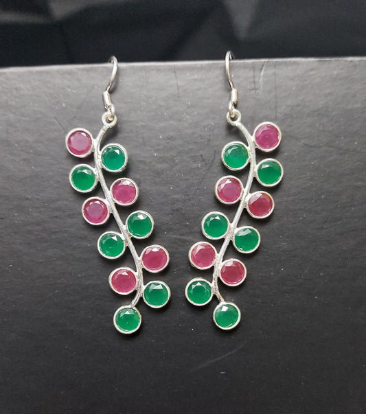 Ruby Quartz - Emerald Quartz - Earrings - Dangle