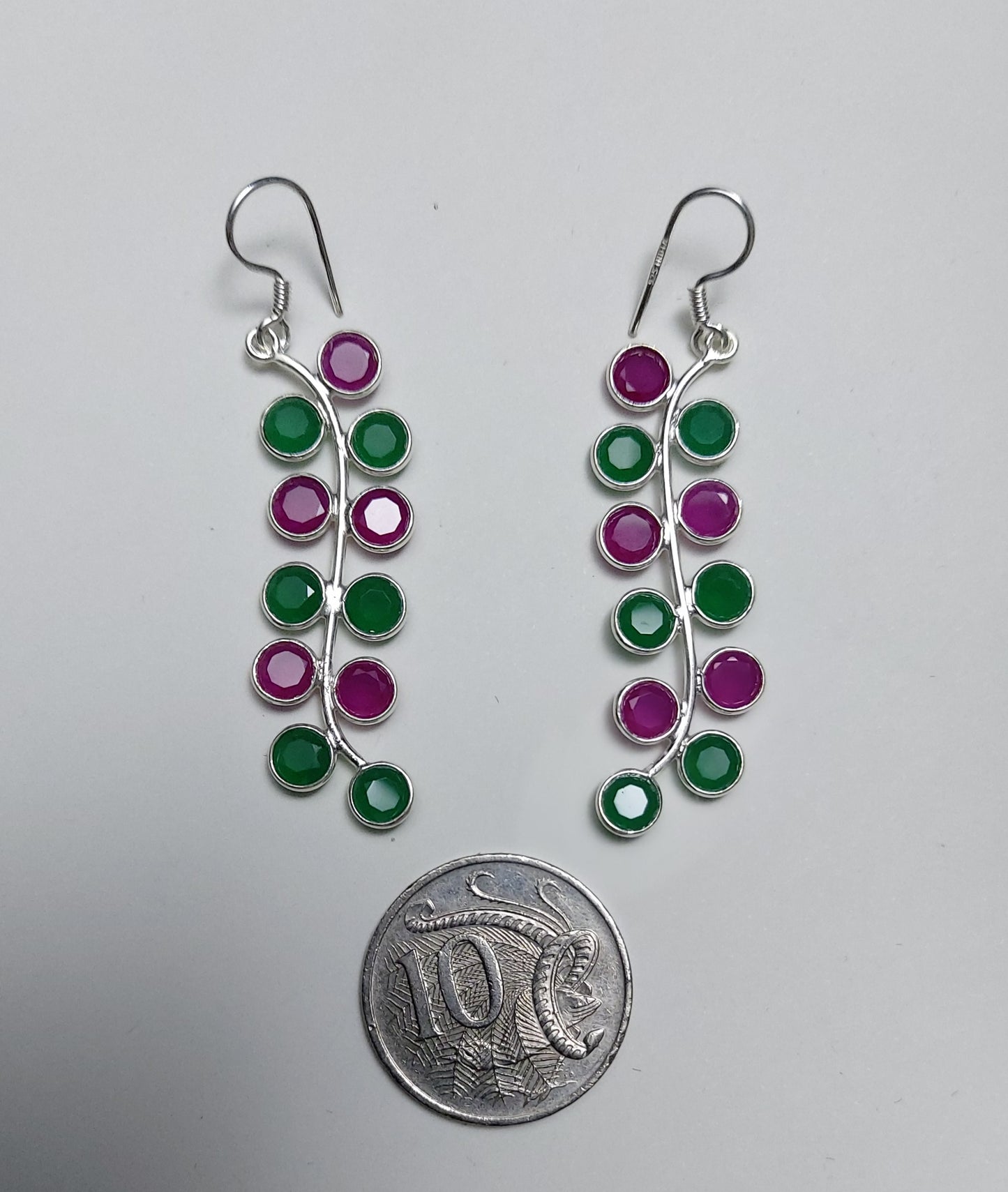 Ruby Quartz - Emerald Quartz - Earrings - Dangle