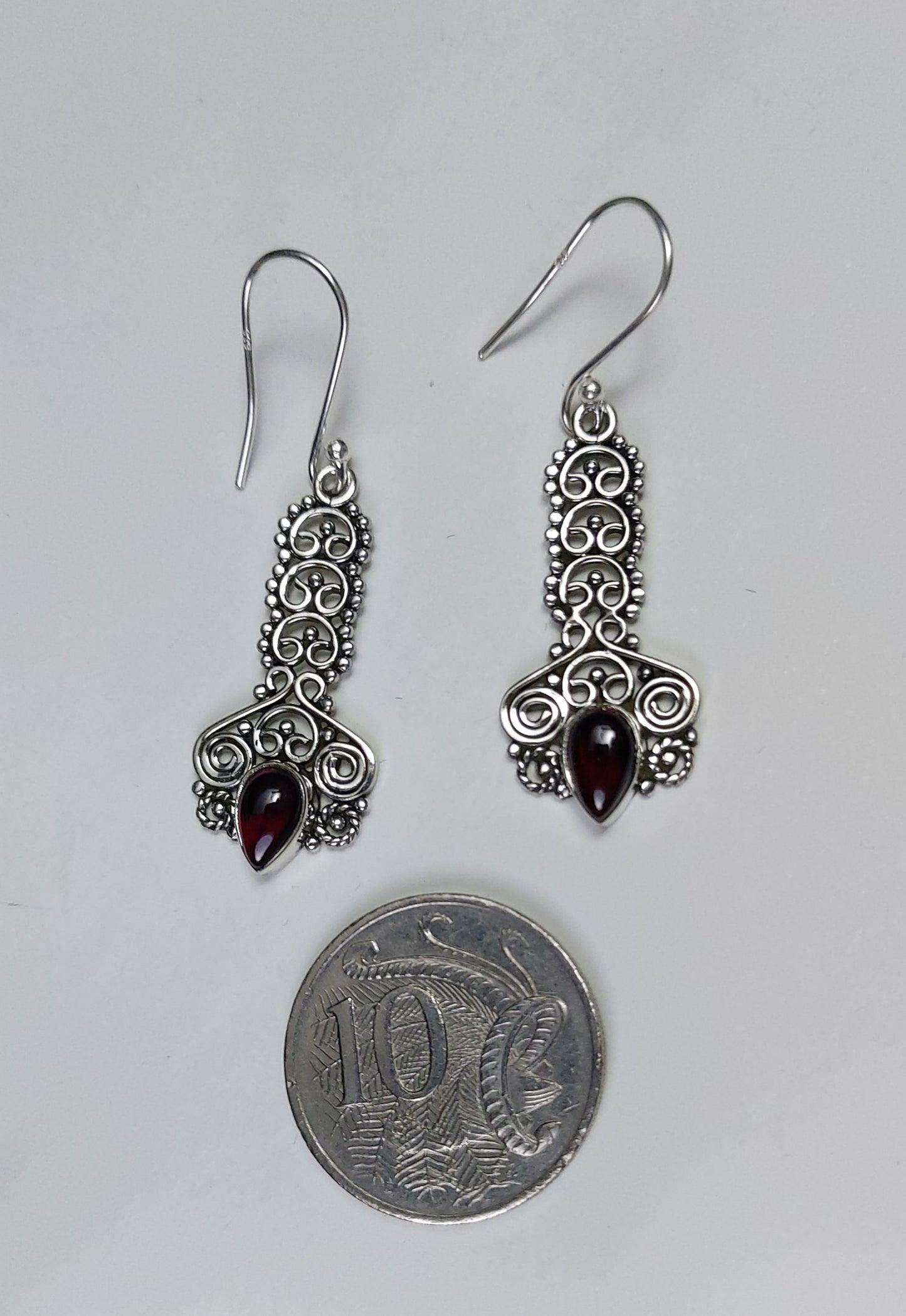 Natural Red Garnet Dangle Earrings