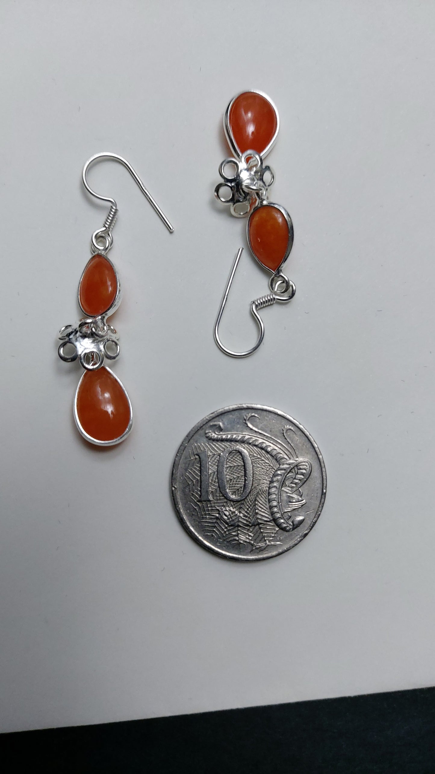 Natural Orange Carnelian Dangle Earrings