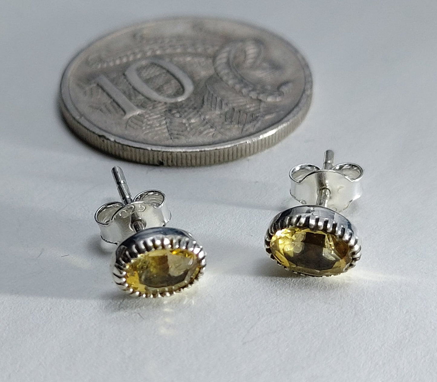 Natural Yellow Citrine Stud Earrings