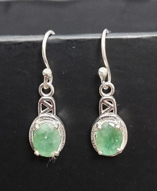 Natural Green Emerald - Dangle Earrings