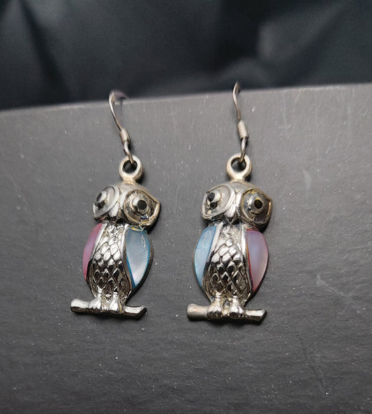 Teen - Enamel - White Pearl Onyx - Owl - Dangle