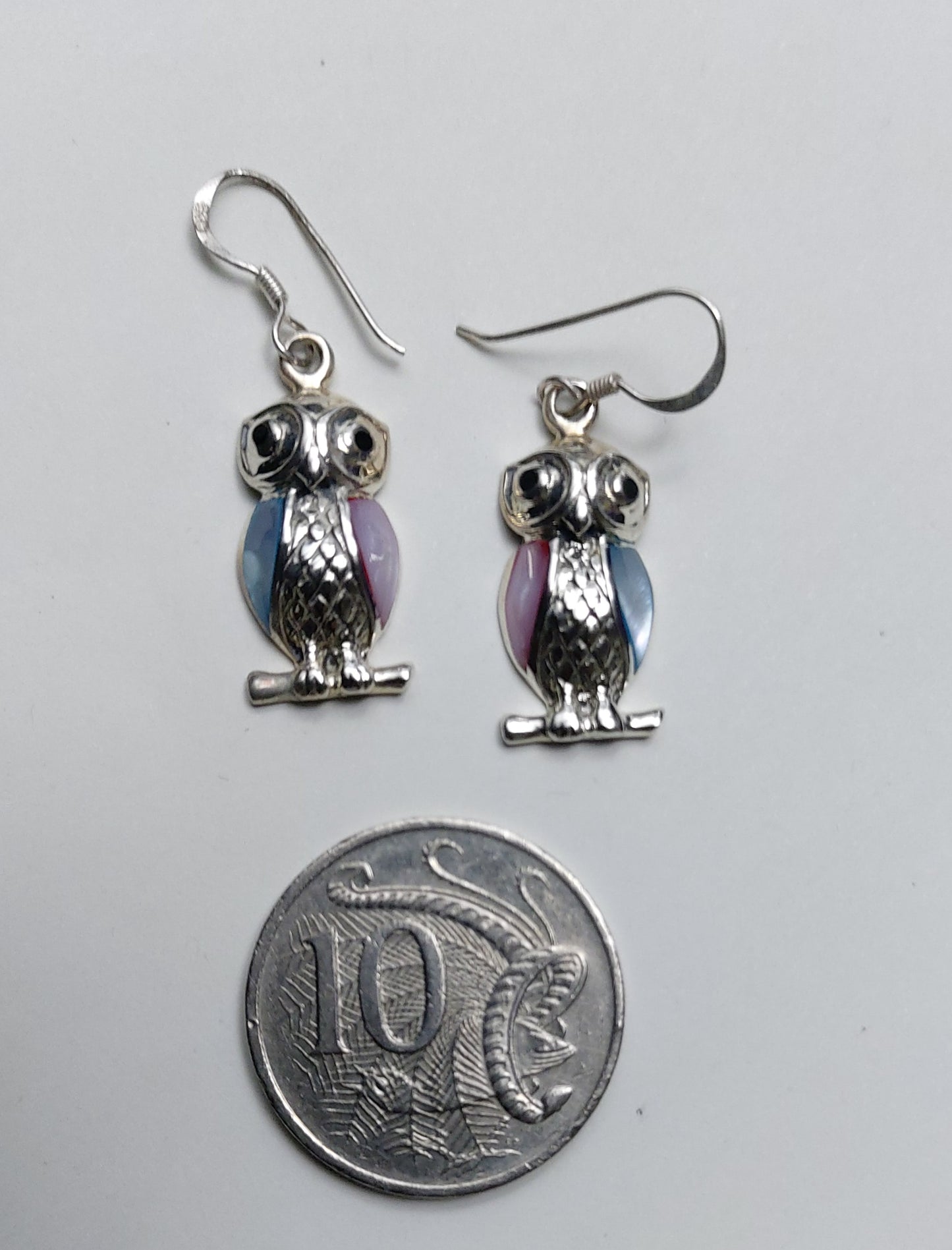 Teen - Enamel - White Pearl Onyx - Owl - Dangle