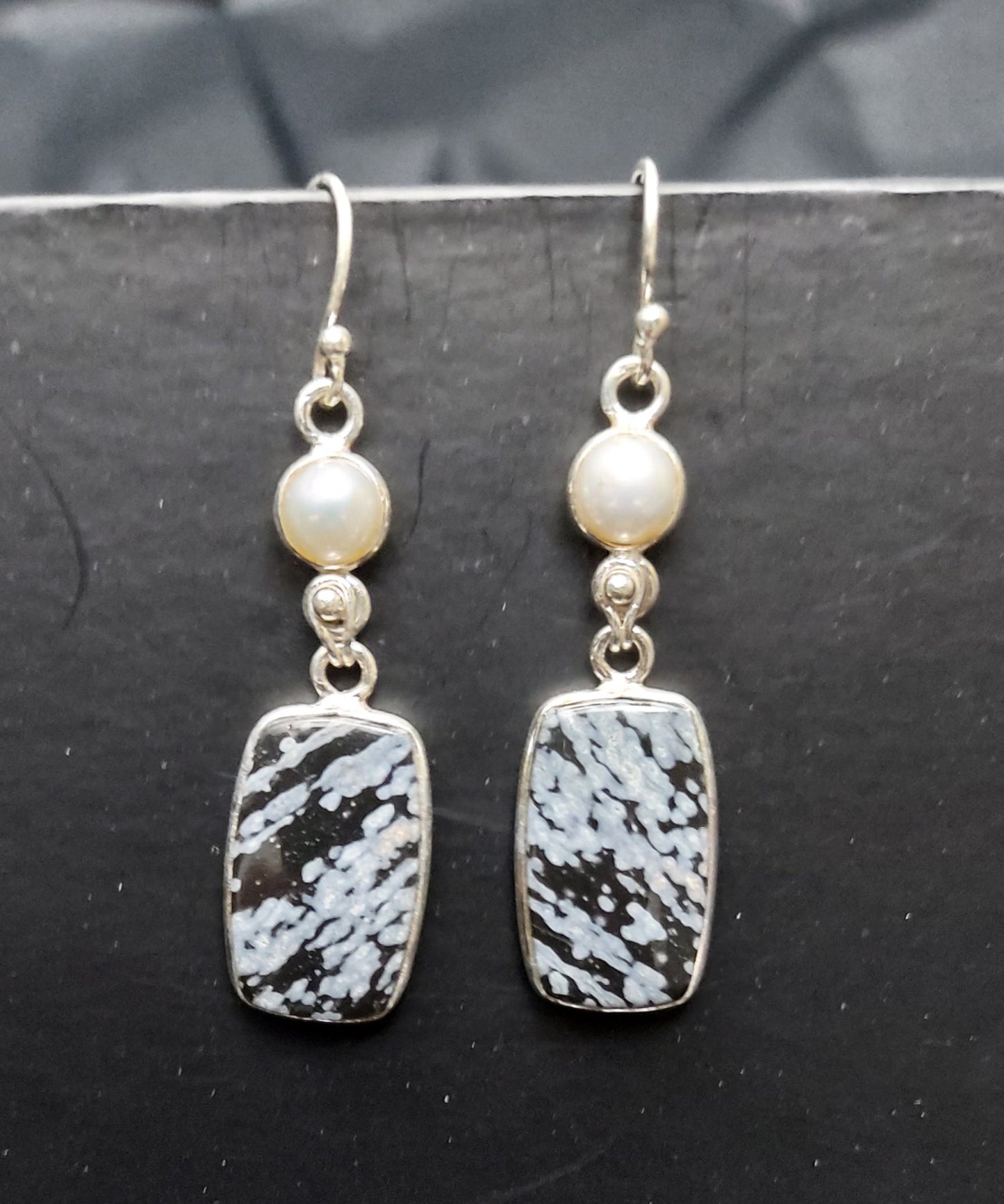 Snowflake Obsidian Dangles - Earrings - Multigem Each sold separately