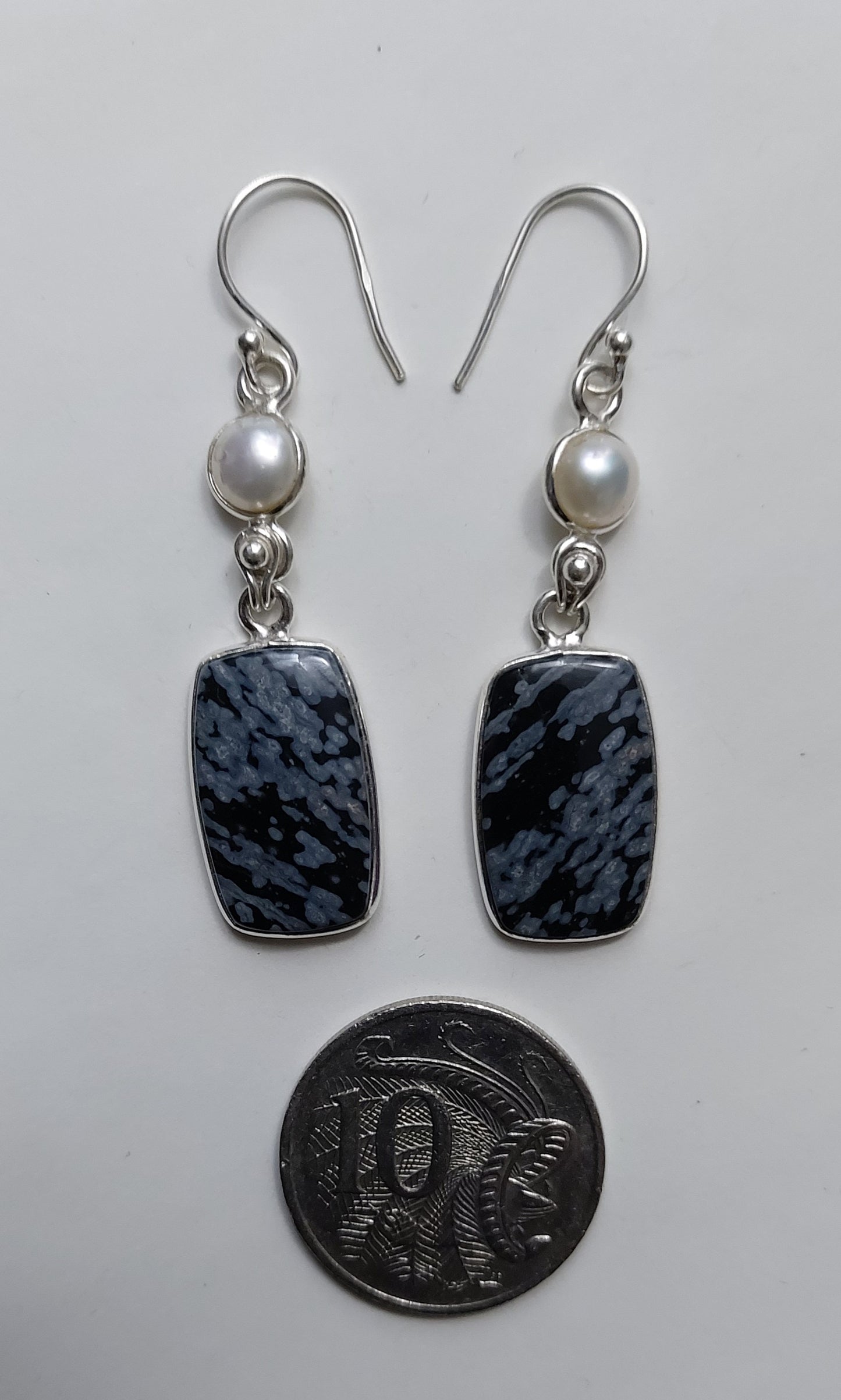 Snowflake Obsidian Dangles - Earrings - Multigem Each sold separately