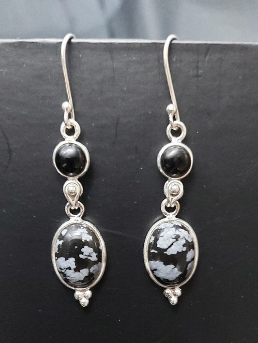 Snowflake Obsidian Dangles - Earrings - Multigem - Each sold separately