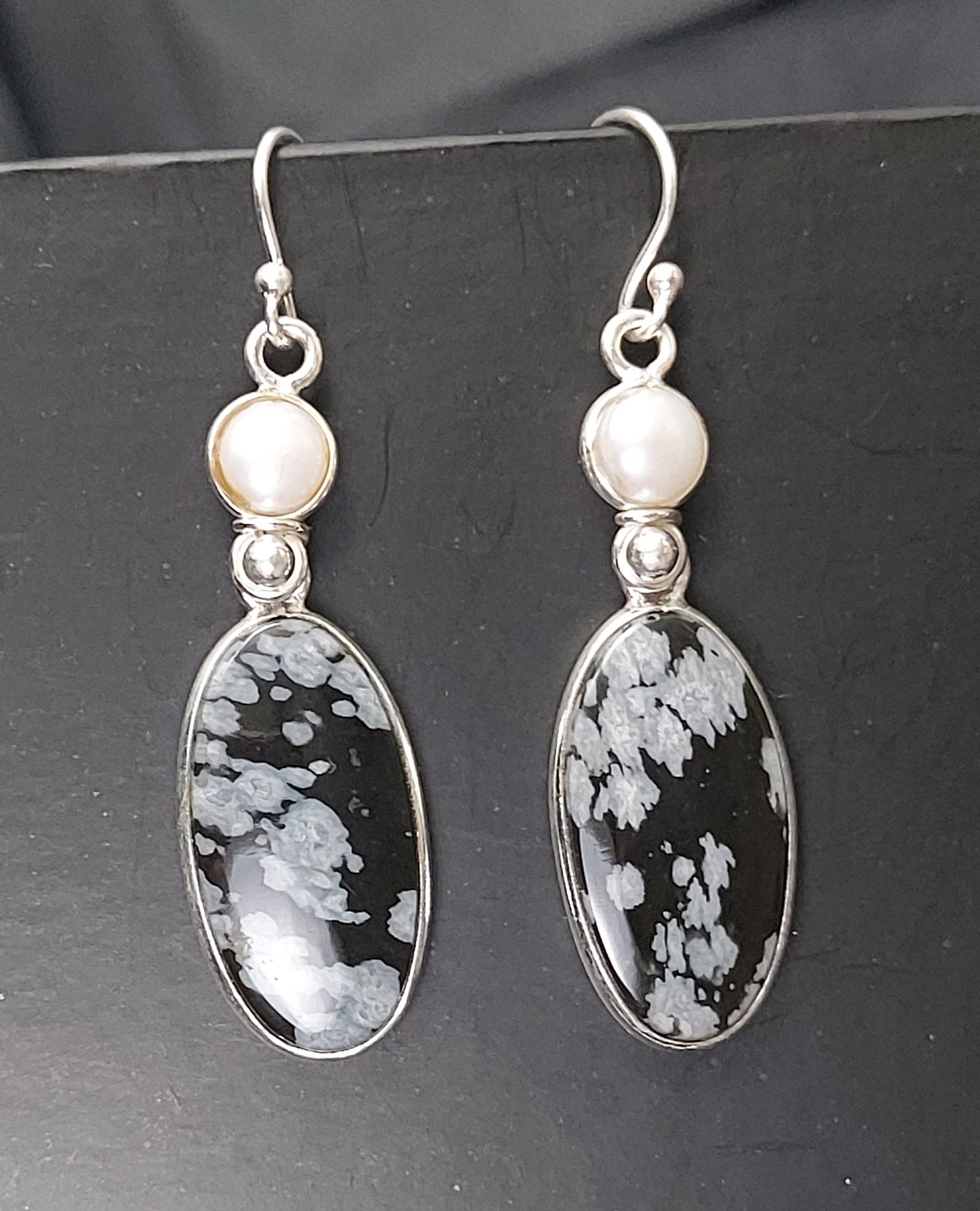 Snowflake Obsidian Dangles - Earrings - Multigem Each sold separately