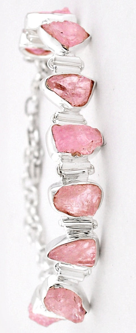 Natural Pink Rose Quartz Rough Tennis Bracelet