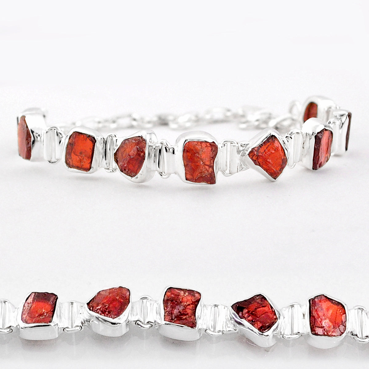 Natural Red Garnet - Rough - Tennis Bracelet - Only one available!