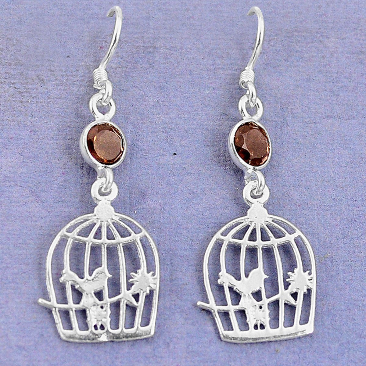 Natural Brown Smokey Topaz - Cage - Dangle