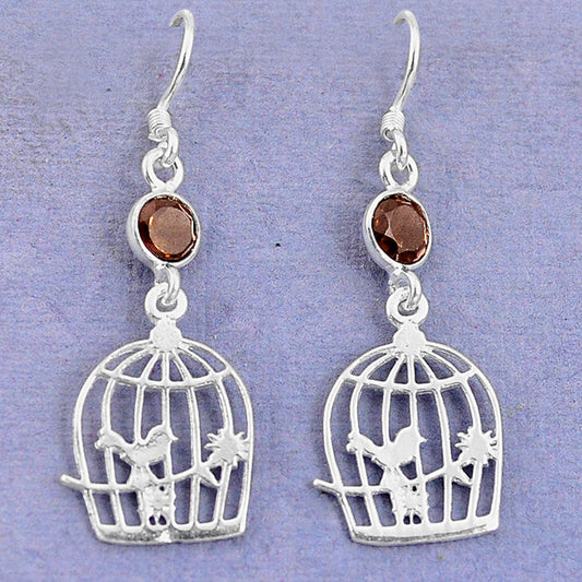 Natural Brown Smokey Topaz - Cage - Dangle