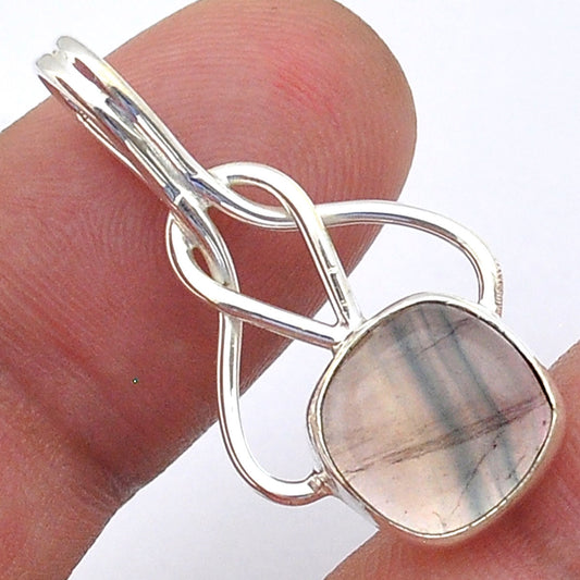 Natural Multicolour Fluorite - Sterling Silver Pendant