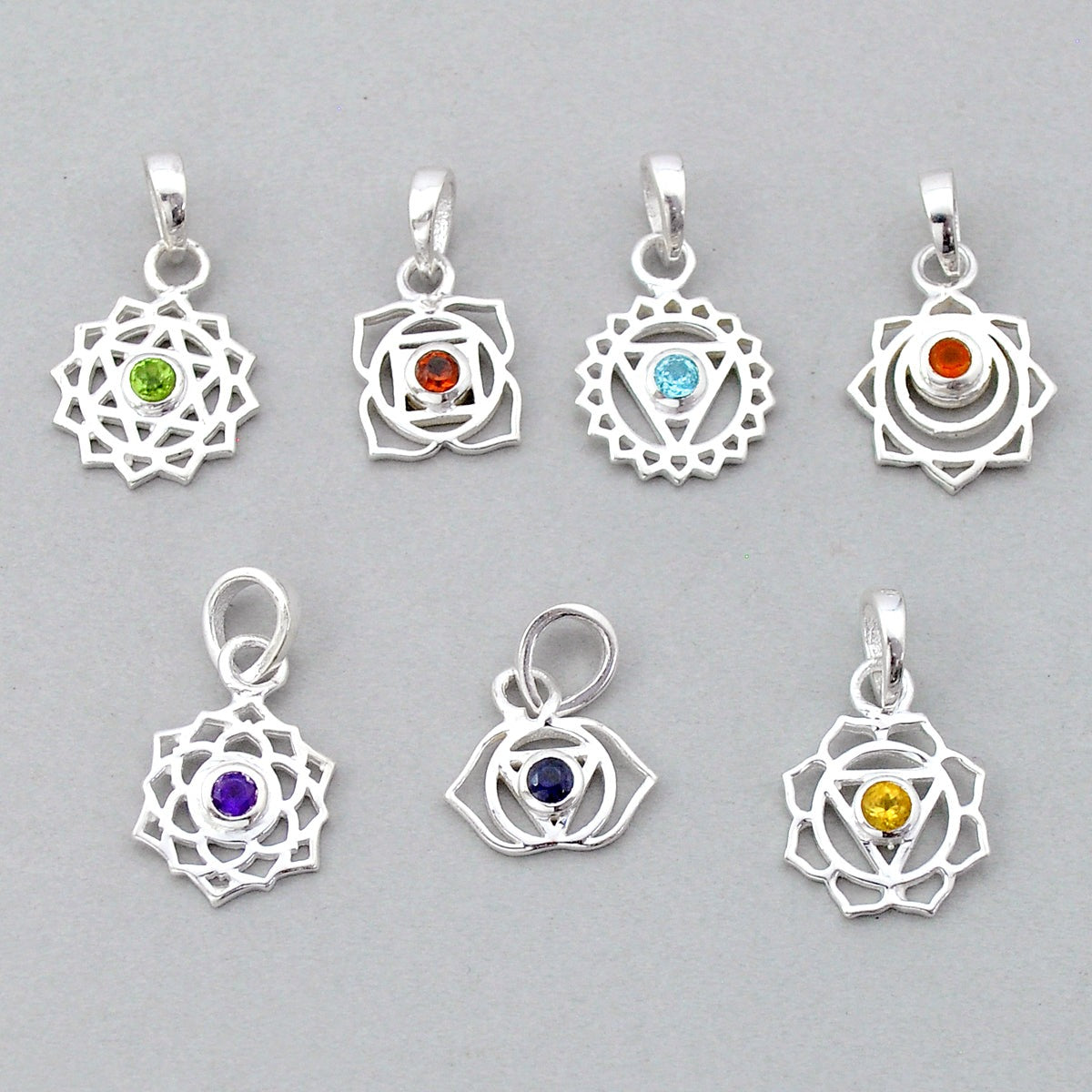 Chakra Pendants - Amethyst, Lolite, Peridot, Garnet, Blue Topaz, Carnelian and Citrine - EACH SOLD SEPARATE - Chain Not Included