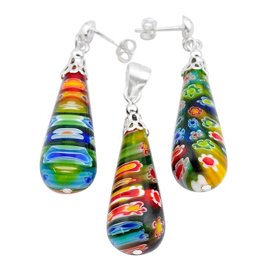 Set - Murano Glass - Pendant Earrings - Multicolour