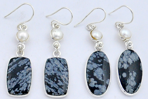 Snowflake Obsidian Dangles - Earrings - Multigem Each sold separately